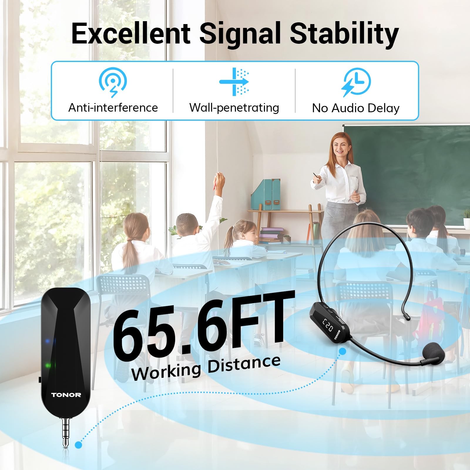 TONOR Wireless Headset Microphone, UHF Microphone Headset System, Head Handhe…