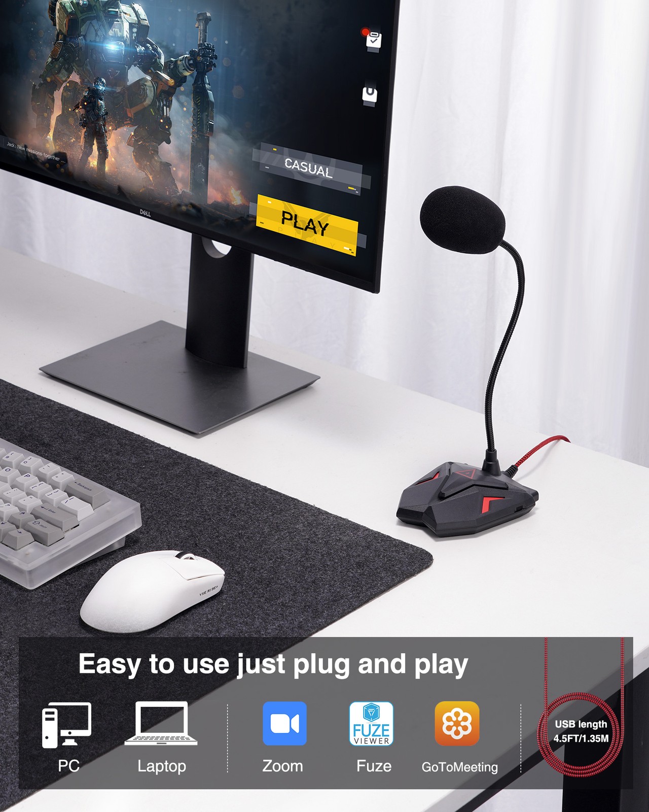 JAMELO USB Computer Microphone Desktop PC Condenser Mic for YouTube, Mute Button