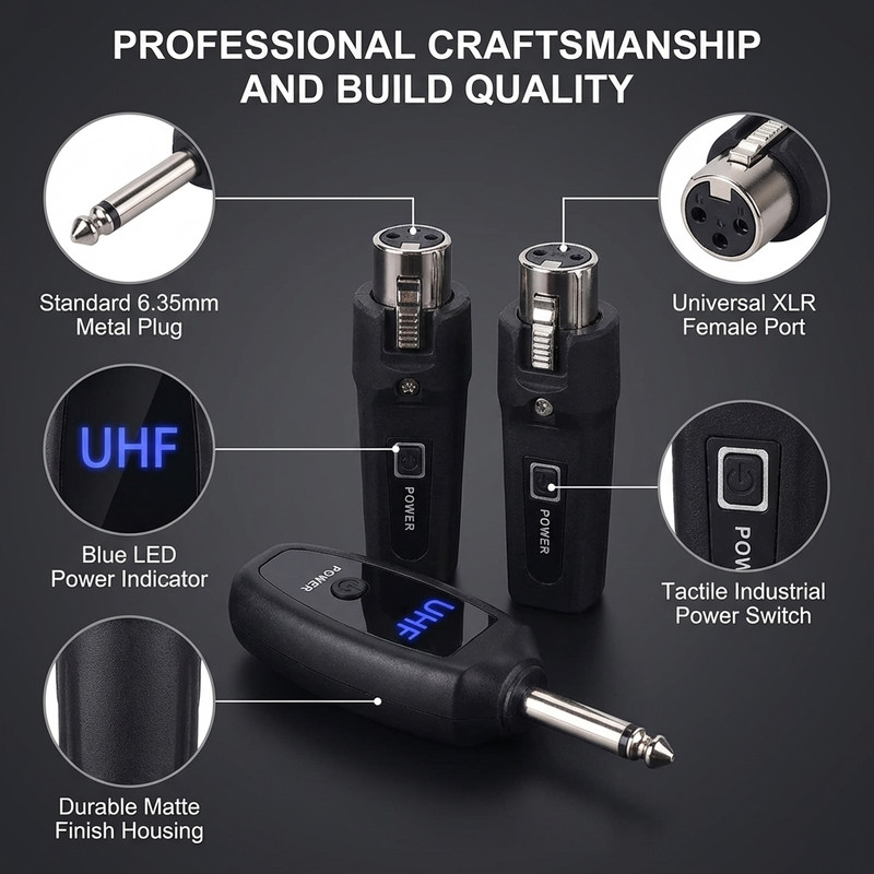 UHF Microphone Wireless Adapter – From 3.5mm Jack to 6.35mm Universal