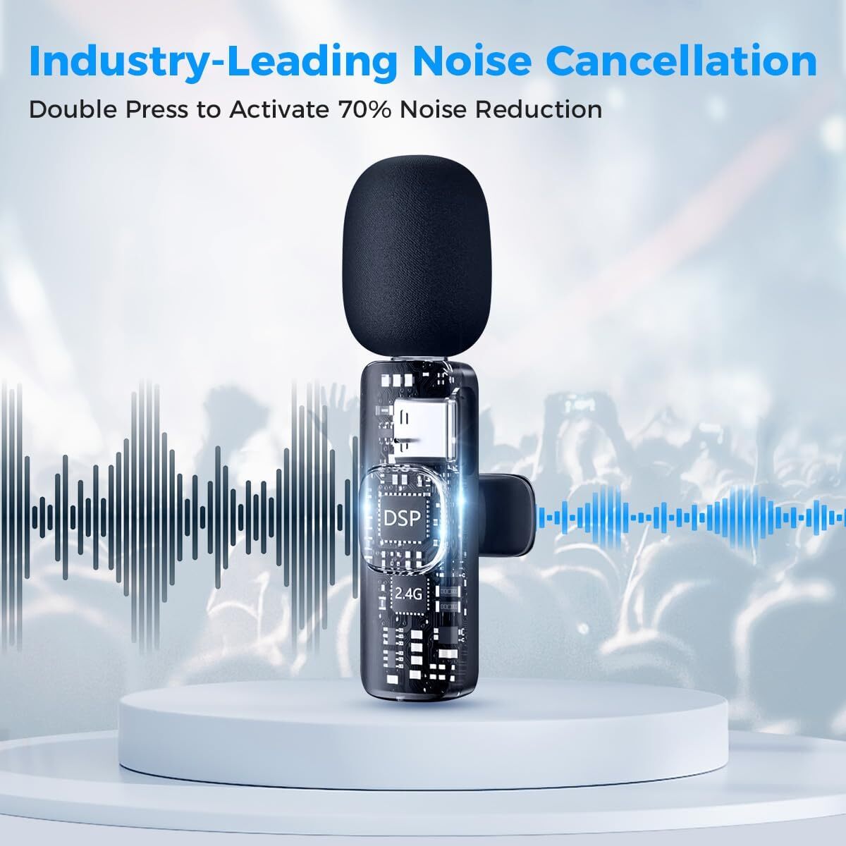 Moman Wireless Lavalier Microphone Clip on for Video Recording for Lightning