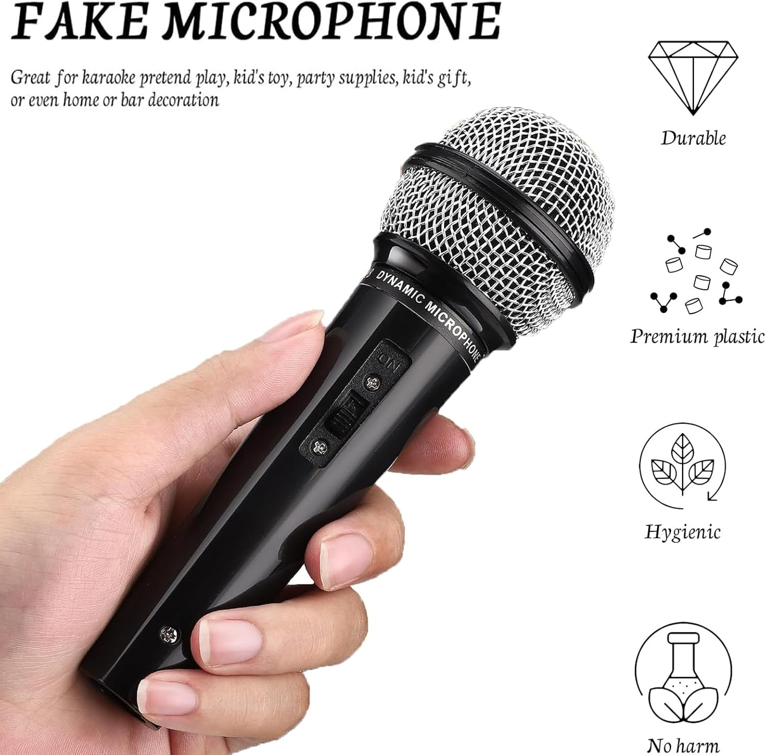 2PCS Fake Microphone Prop, Plastic Pretend Play Microphone for Halloween