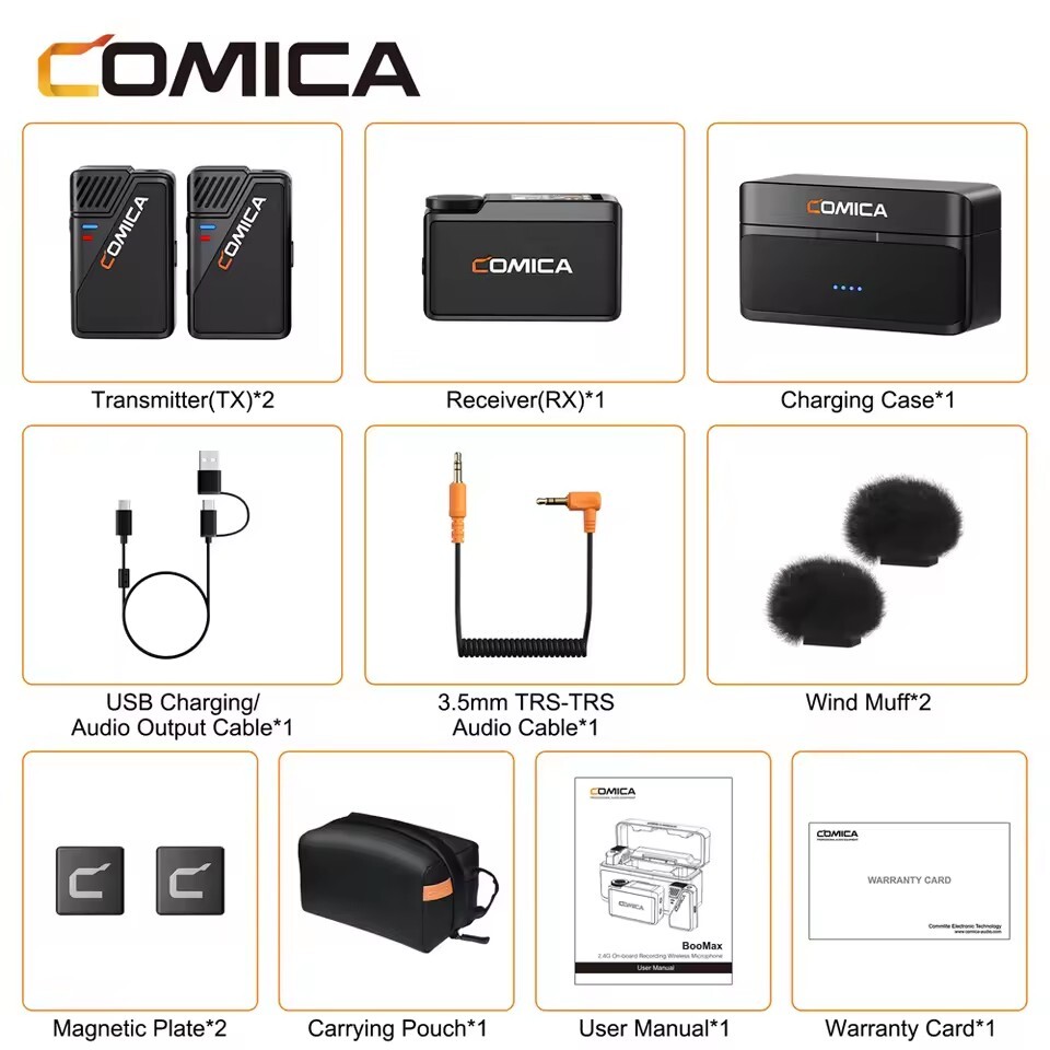 COMICA BooMax Wireless Lavalier Microphone Video Recording for Smartphone Camera