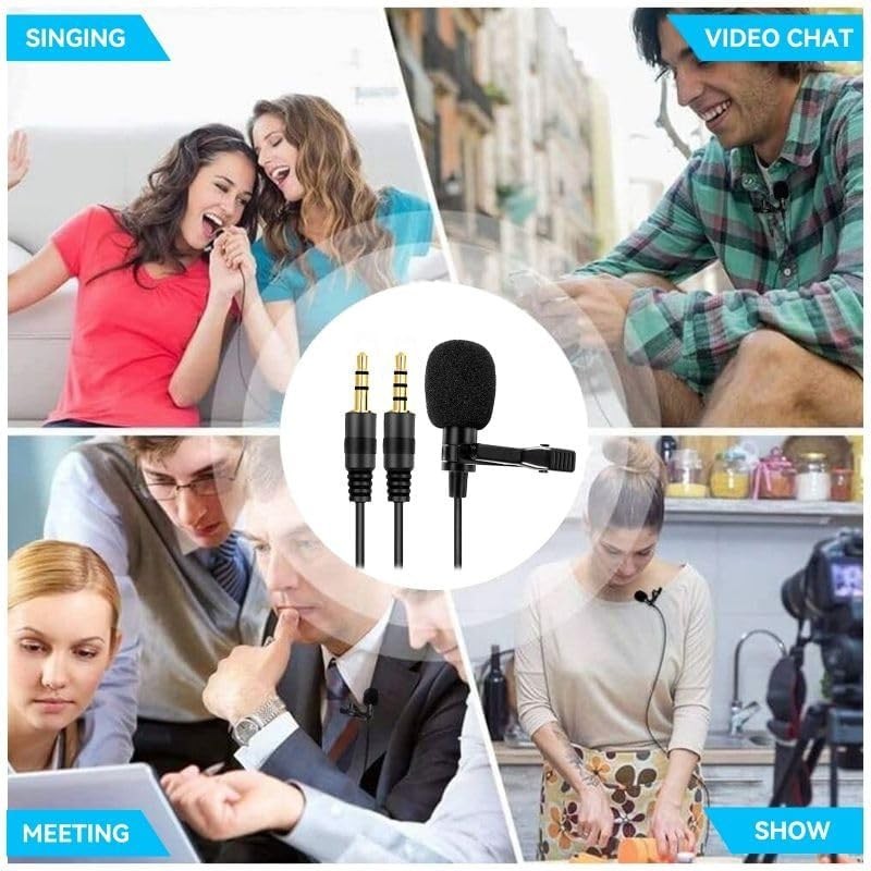 Omnidirectional Clip-On Lavalier Microphone for Smartphone & Camera – 3 Pack