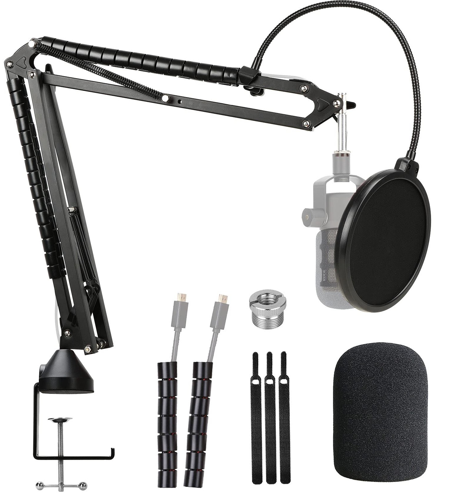 Rode Podmic Stand with Microphone Windscreen and Dual Layered Mic Pop Filter for