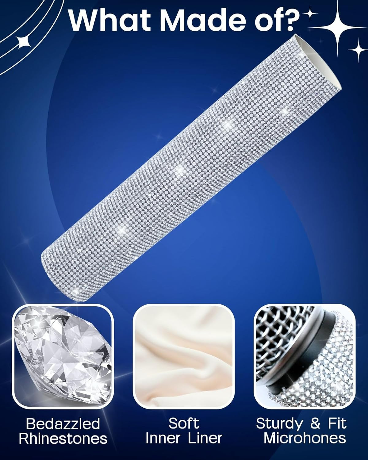 Silver Crystal Mic Handle Cover for Universal Wireless Microphone and SM58, BETA