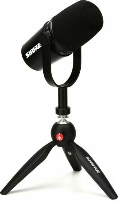 Shure MV7 USB Microphone with Manfrotto Pixi Mini Tripod Set – (MV7-K-BNDL)