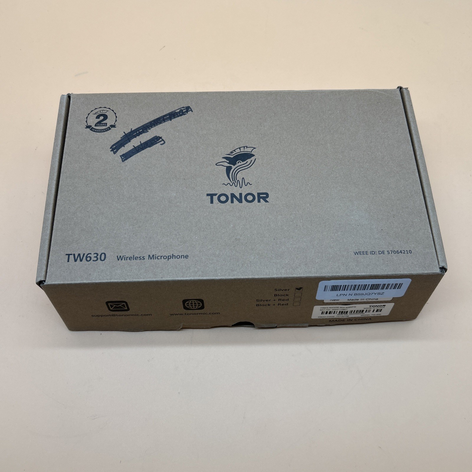 TONOR Wireless Microphones, 2 Pack, Silver, TW630