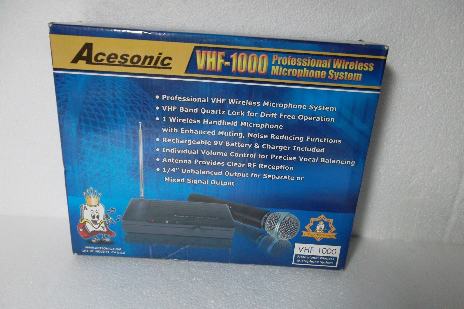 Acesonic VHF-1000 Wireless Professional Microphone System 3uV 120dB 15ppm NEW