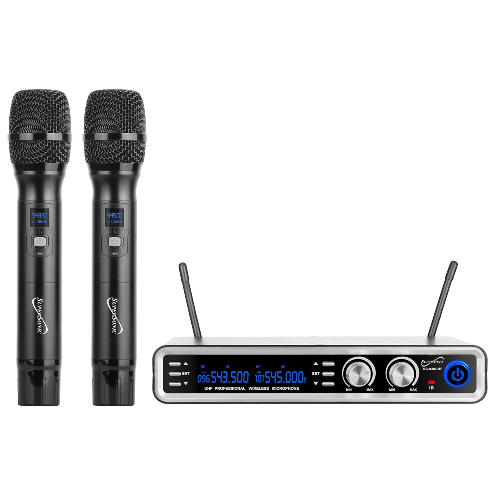 Supersonic UHF Dual Channel Selectable Frequencies Pro Wireless Microphone