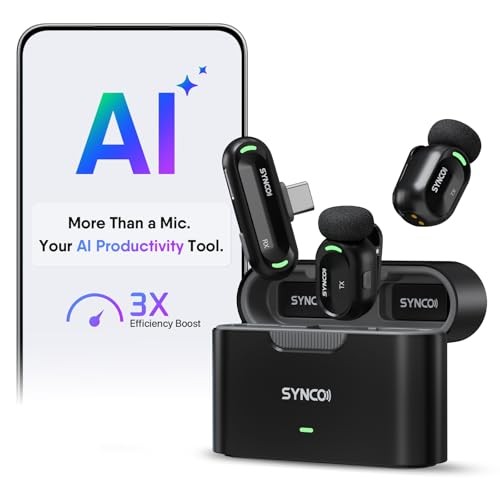 SMIC AI Wireless Microphone for Android USB-C Creators | AI Translation Black