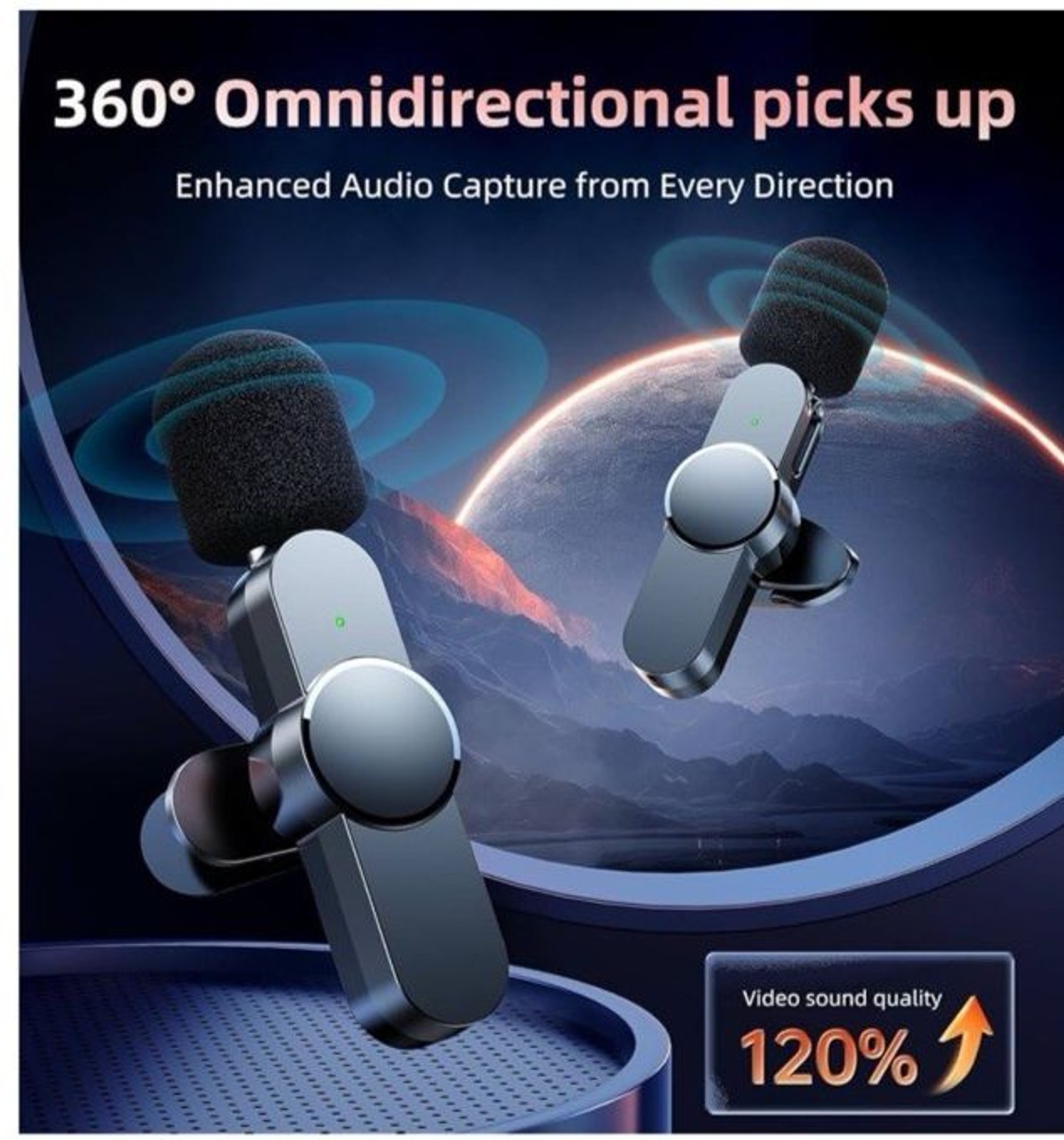 KINGLUCKY 2pc Wireless Microphone 2.4G Noise Cancelling Portable Interview