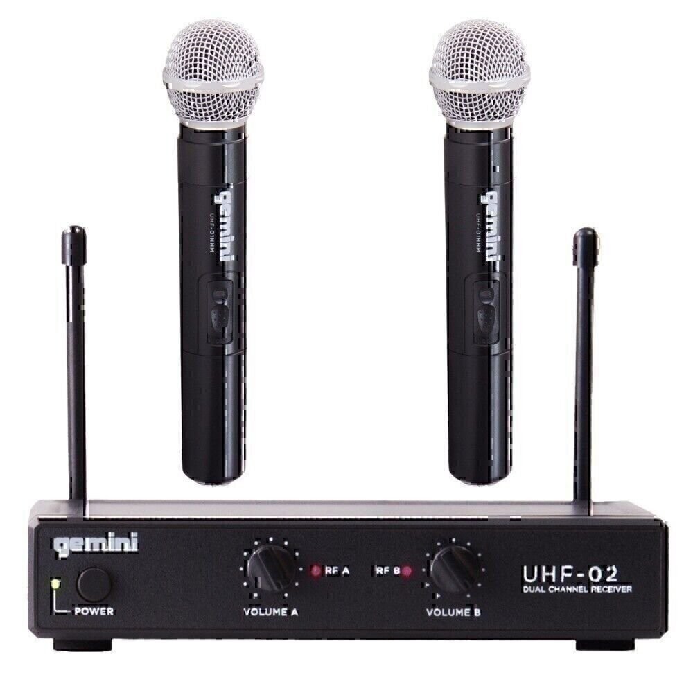 Gemini Sound UHF-02M Pro Live Stage PA Karaoke Handheld Wireless Microphones