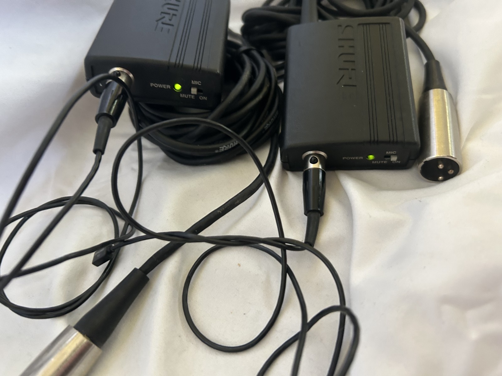 2 Shure MX1BP Microflex Wired Preamplifier Battery Powered Made USA -WORKS PARTS