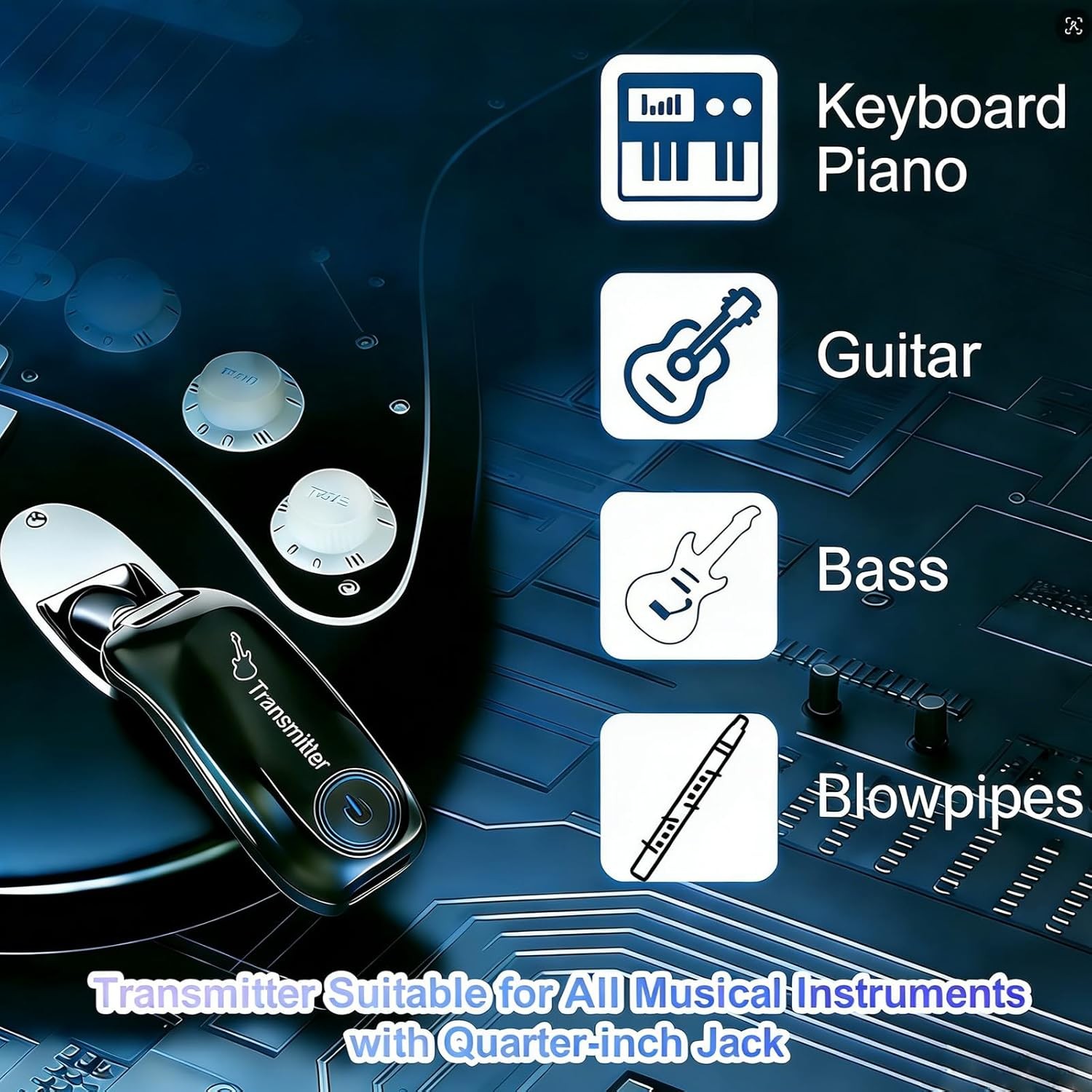 Wireless Guitar Transmitter Receiver System 100ft