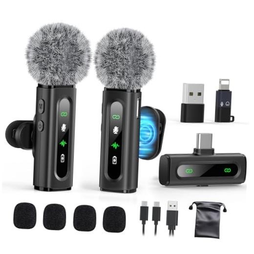 Black USB C Lavalier Microphone – Mini Mic – Wireless – Without Charging Case