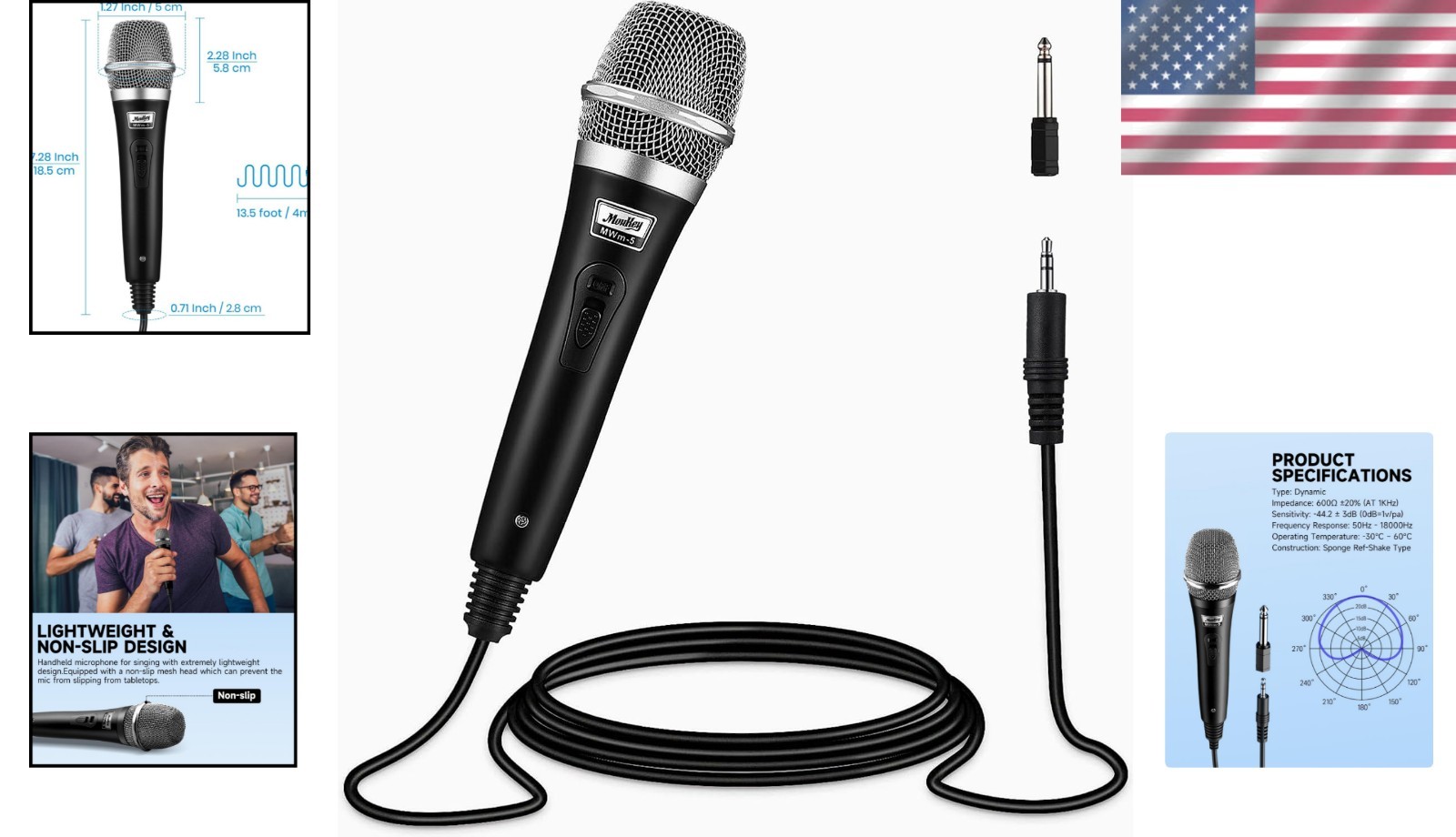 Pro Dynamic XLR Karaoke Microphone with 13 ft Cable for Unmatched Performance
