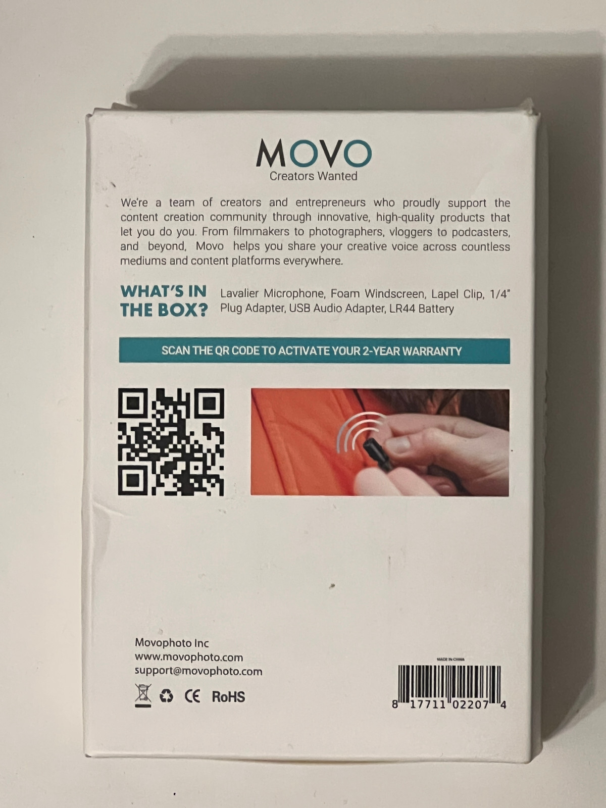 Movo LV1-USB Condenser Lavalier Microphone for Computer, Camera, Smartphone