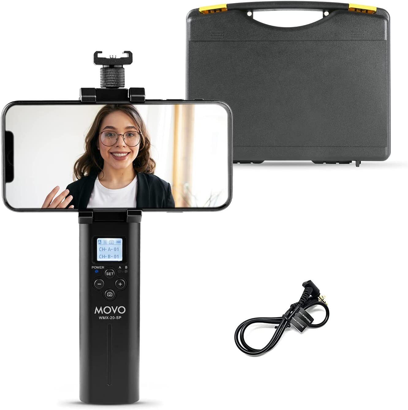 Movo WMX-20-SP Smartphone Stabilizer & UHF Wireless Receiver for Lav Mic System