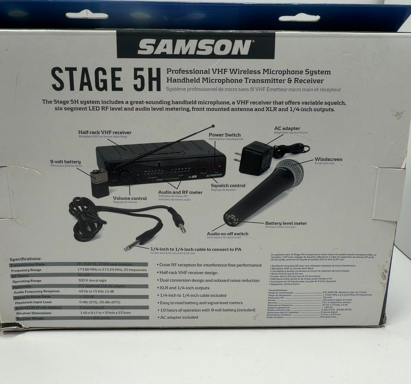 Samson Stage 5H Professional Wireless Microphone System with VHF Receiver