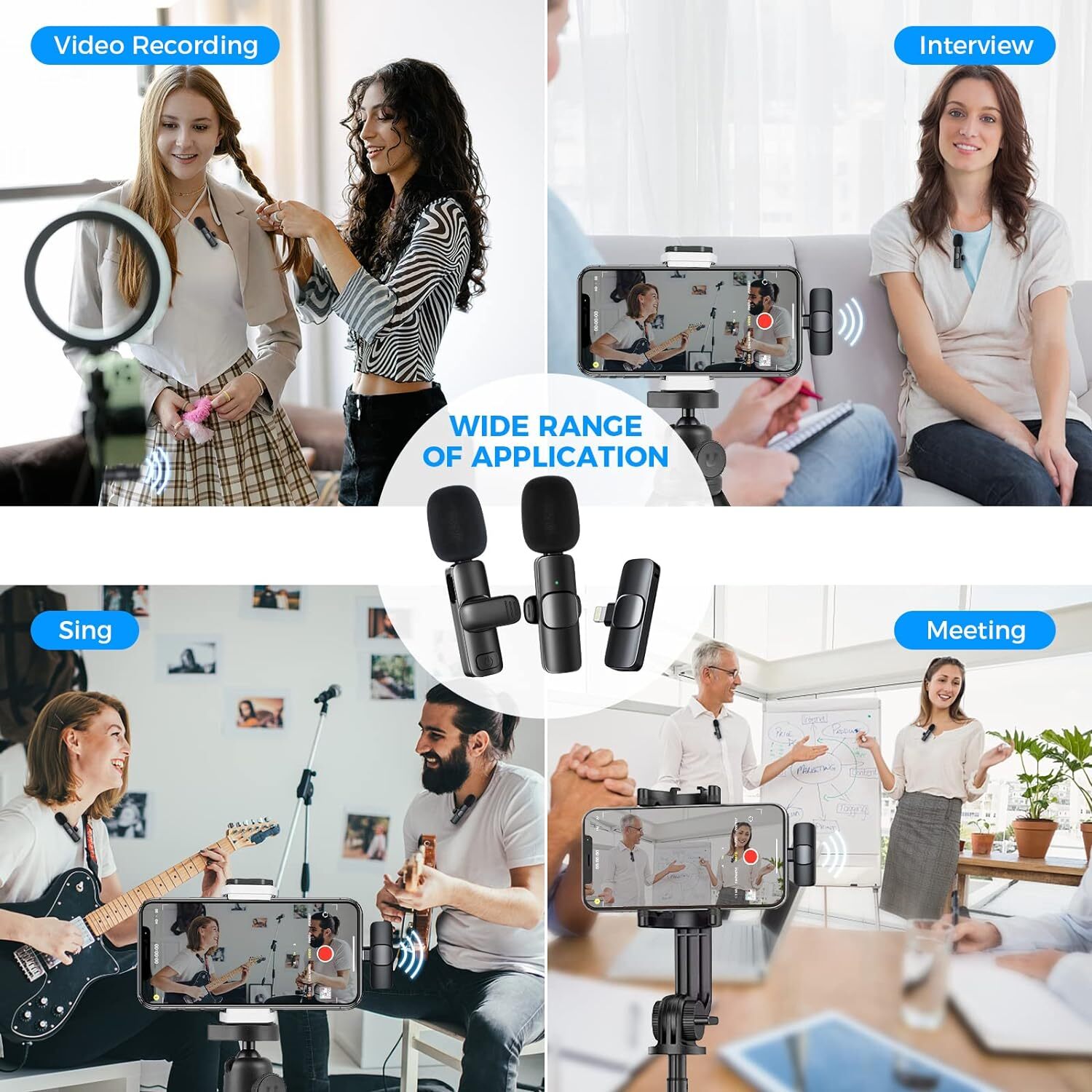 Moman Wireless Lavalier Microphone Clip on for Video Recording for Lightning