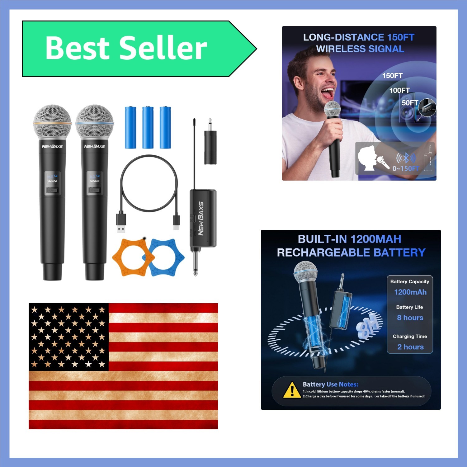 2.4GHz Dynamic Wireless Mics with Noise Reduction – Ideal for Weddings & Singing
