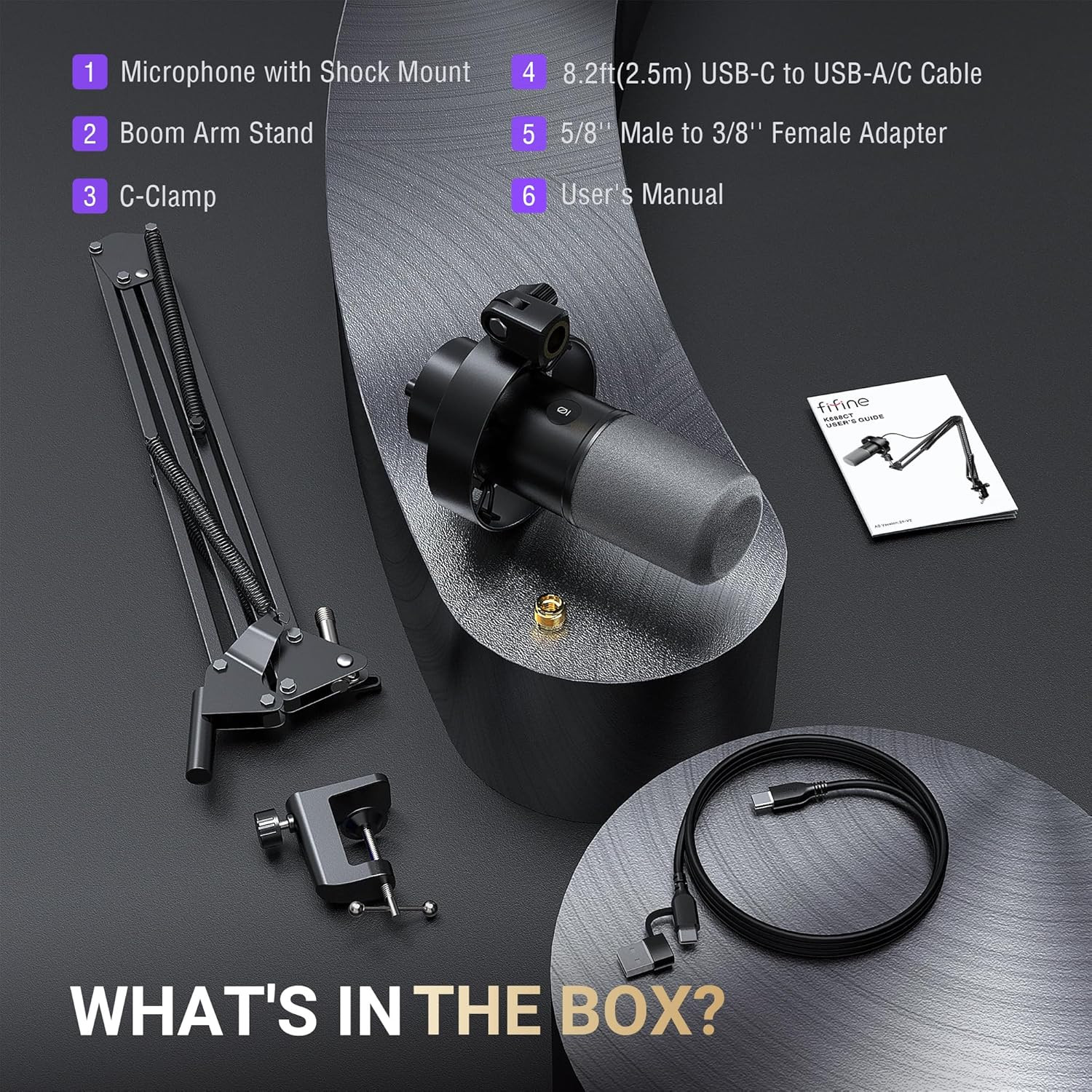 K688 Podcast Microphone Kit, USB/XLR Dynamic Microphone with Boom Arm