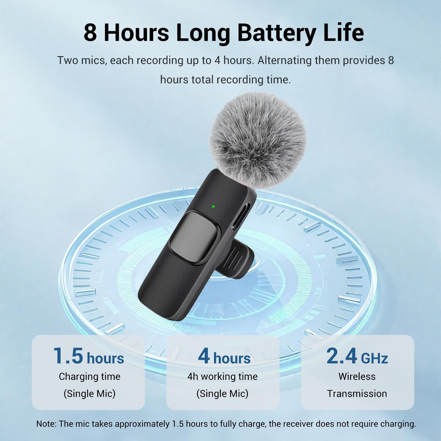 Type-C Wireless Lavalier Microphone for Smartphone PC Camera Plug Play Noise Red