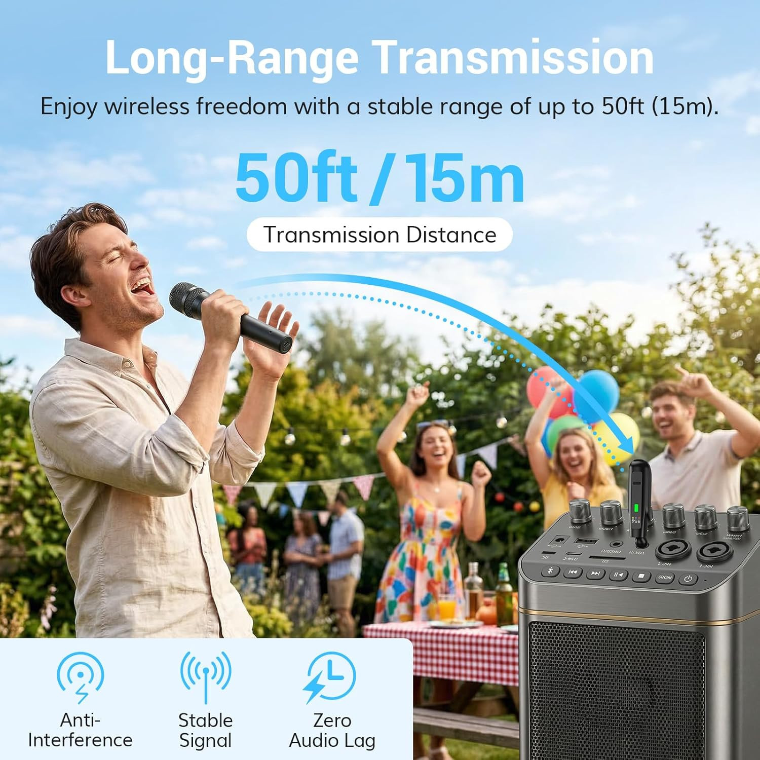 TONOR 2.4G Dual Wireless Microphones, Rechargeable Cordless Handheld Microphones