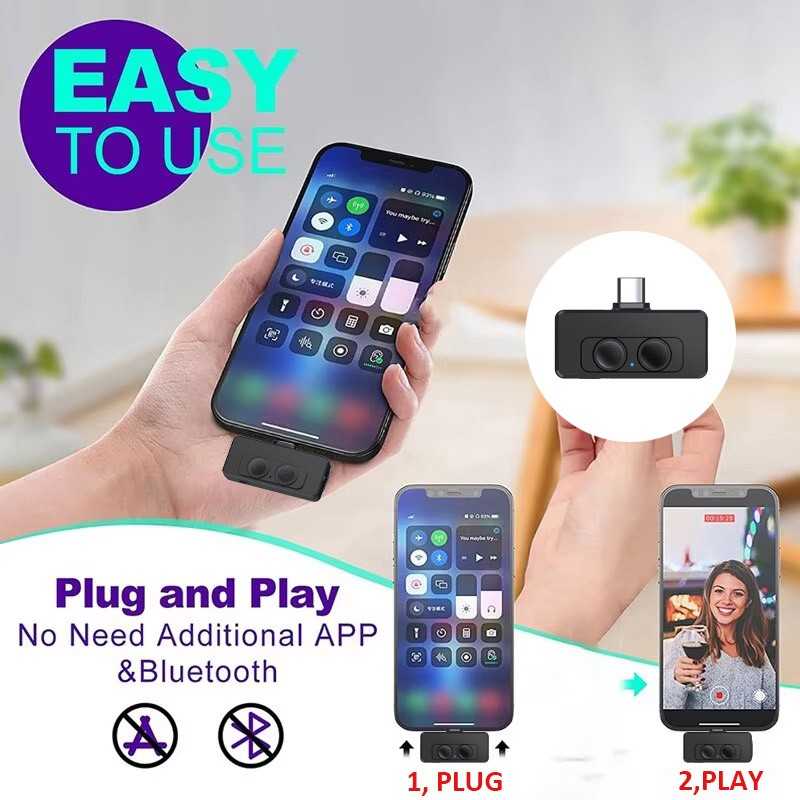 Mini Microphone AI Noise Cancelling Mic USB-C Plug&Play for Streaming/Vlog/Phone