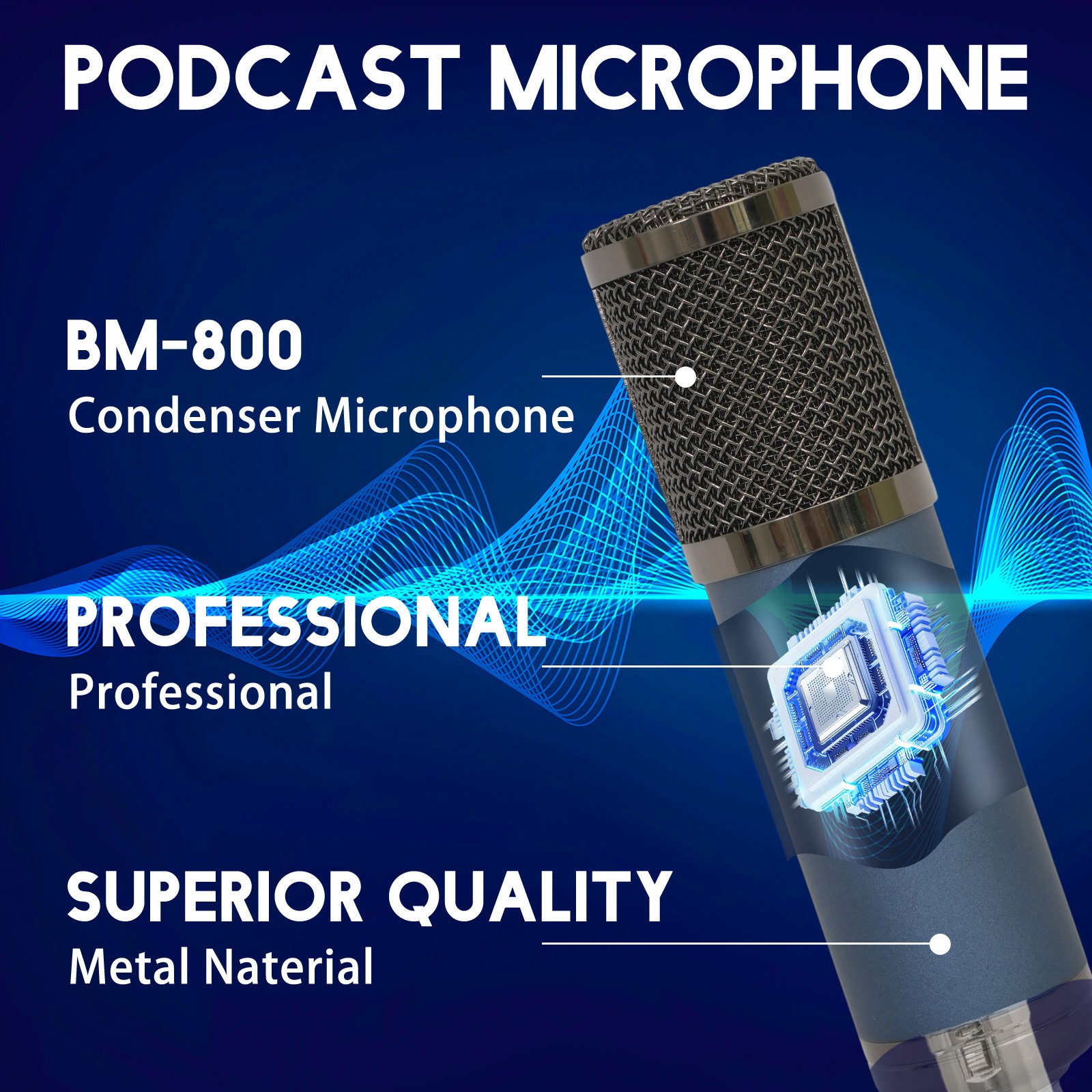 Studio Recording Kit Podcast Equipment Bundle Music Mixer with 2 Microphones Kit