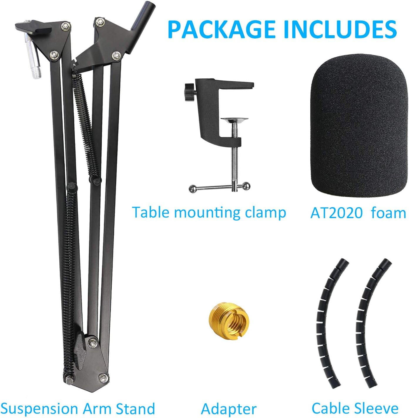 AT2020 Microphone Stand with Pop Filter Compatible with Audio-Technica AT2020 AT