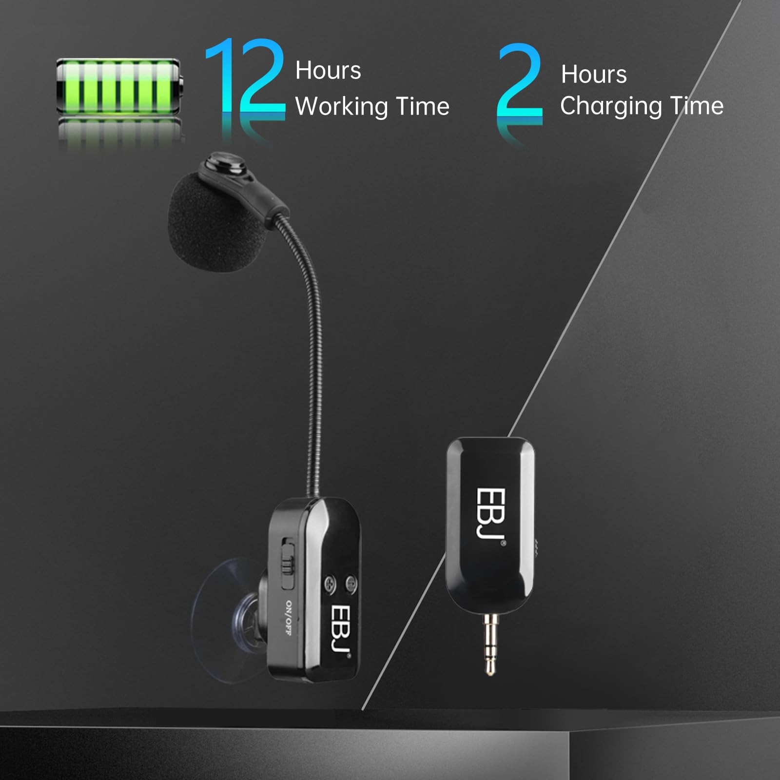 EBJ 2.4G Instrument Microphone Receiver with Detachable Suction Cup for Guita…