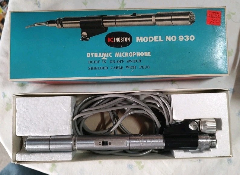 Vintage Kingston Dynamic Microphone No. 930 in Box Made in Japan