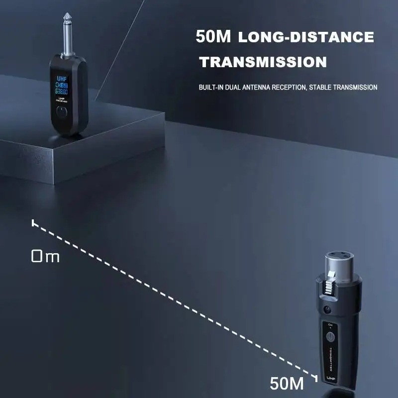 Wired to Wireless Microphone System Converter Transmitter Receiver Rechargeable
