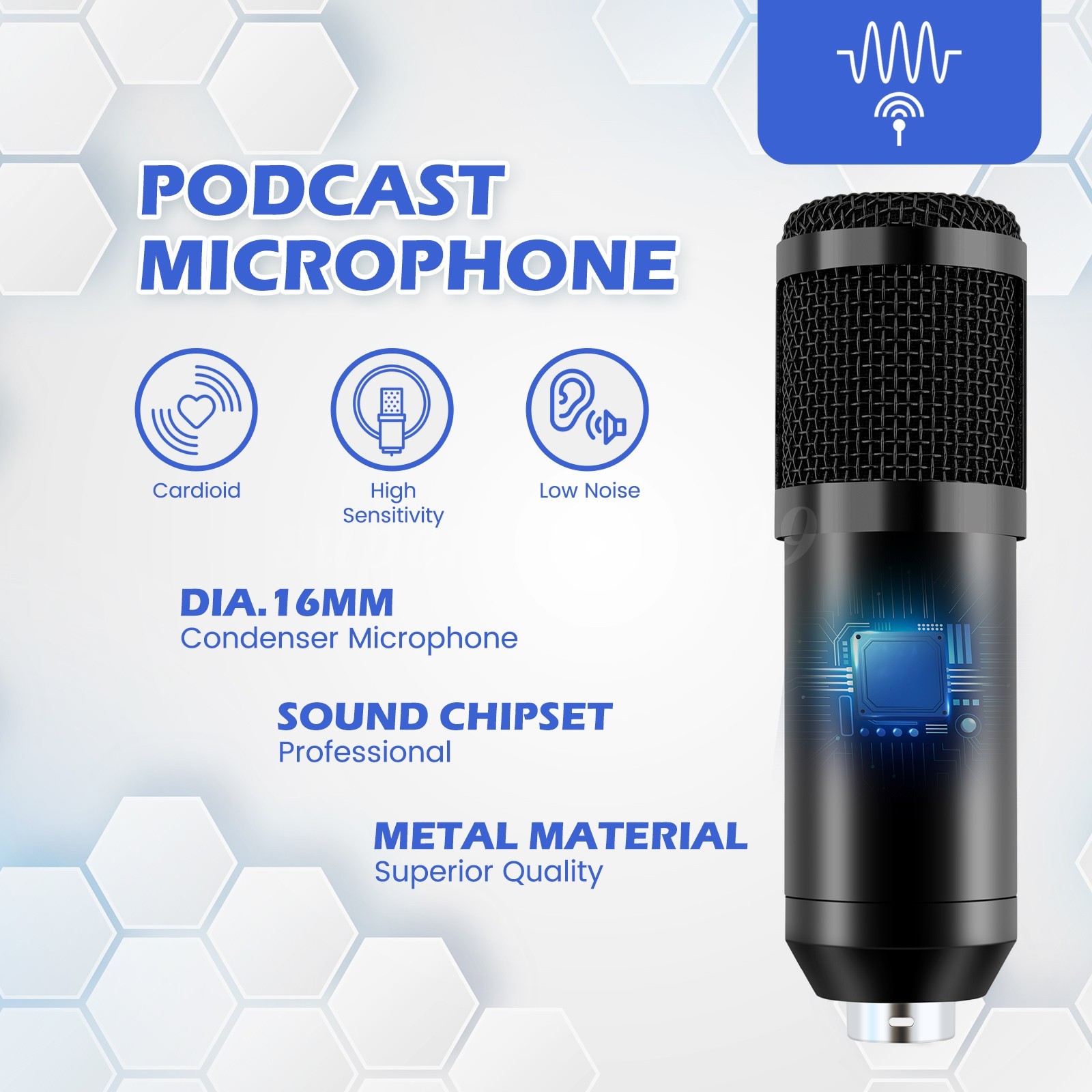 Complete Studio Recording Kit Mixer Condenser Microphone Music Podcast Earphone