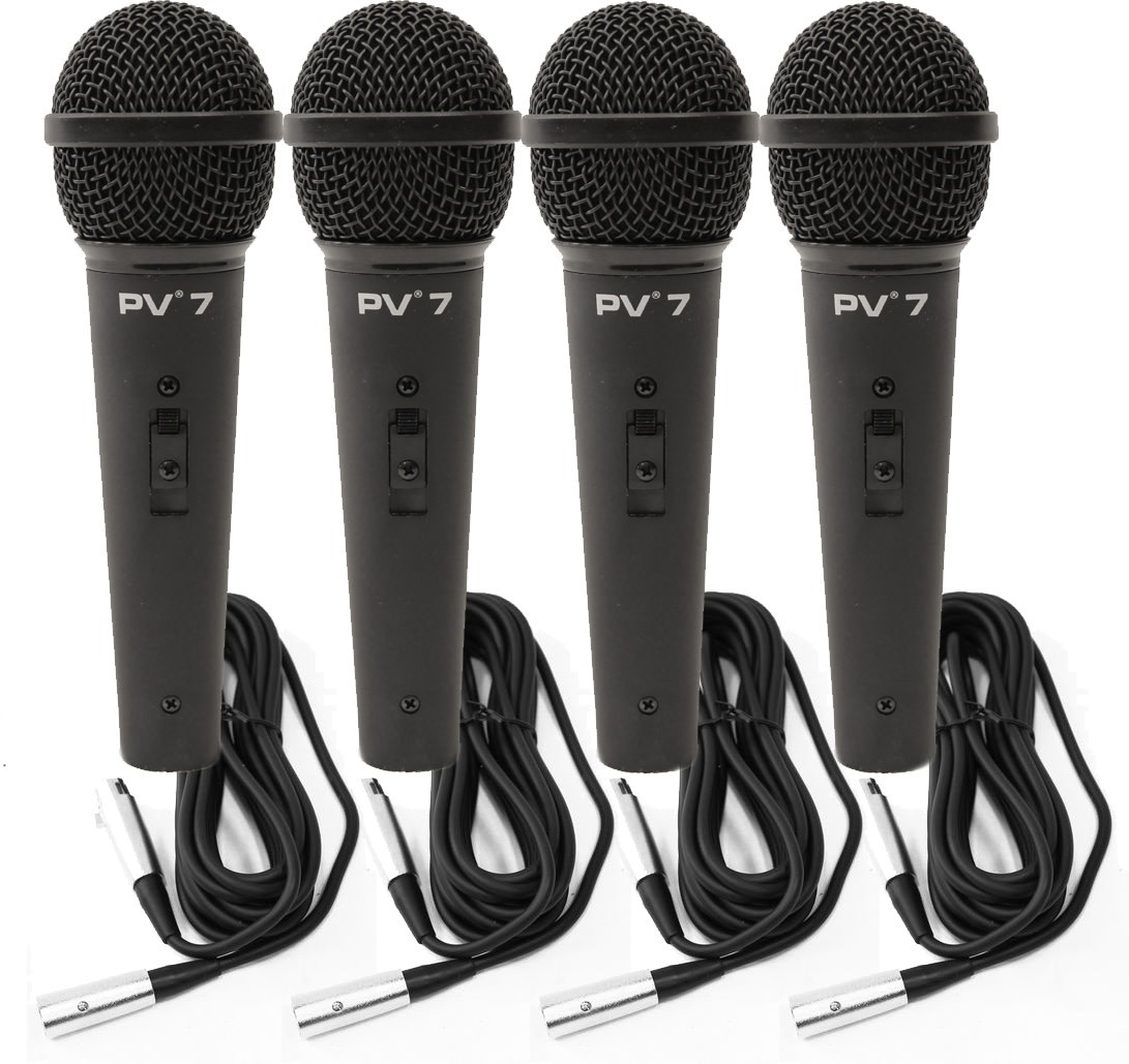 4 Peavey PV 7 ND Magnet Dynamic Microphone w/ XLR Cables