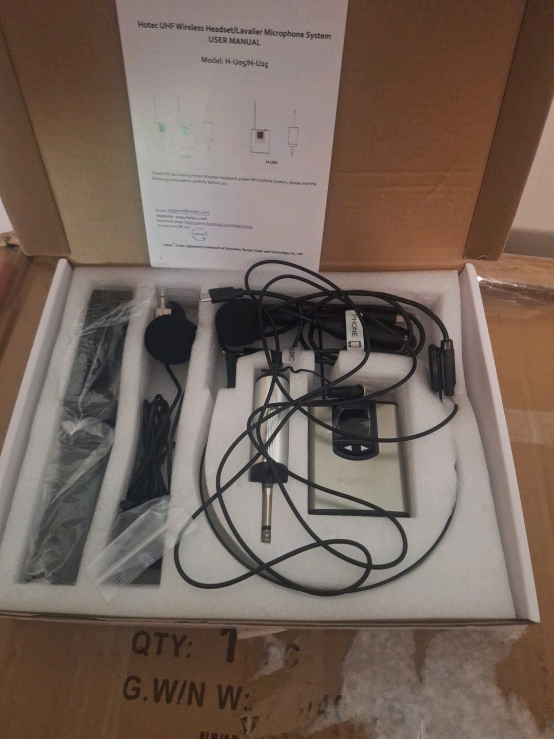 Hotec UHF YM-2 Wireless Headset Lavalier Microphone H-U05/H-U25 OPEN BOX