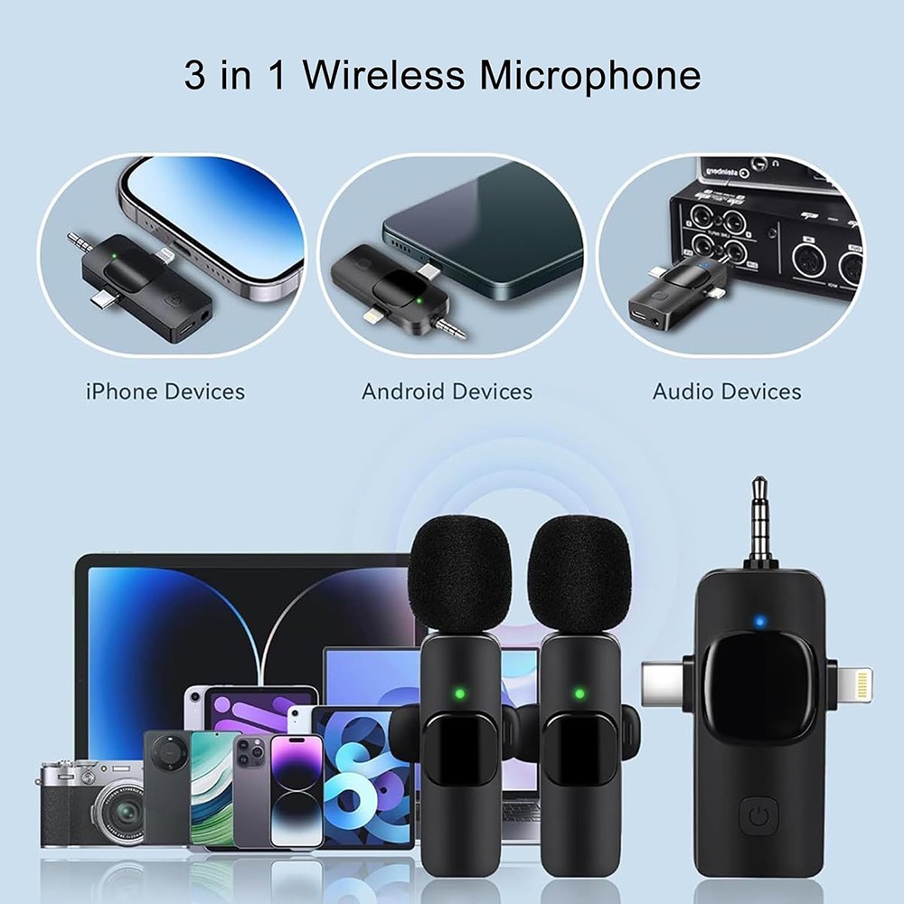 3.5mm Mini Lavalier Wireless Microphone Audio Video Recording For Android/iphone
