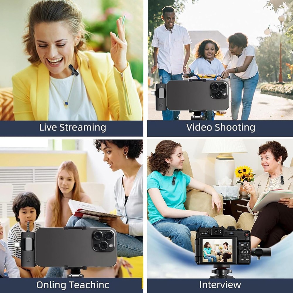 3.5mm Mini Lavalier Wireless Microphone Audio Video Recording For Android/iphone