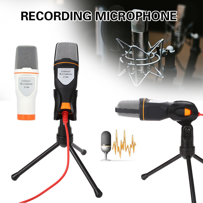 3.5mm Condenser Microphone Tripod Stand Mic for Studio Recording PC Laptop Game