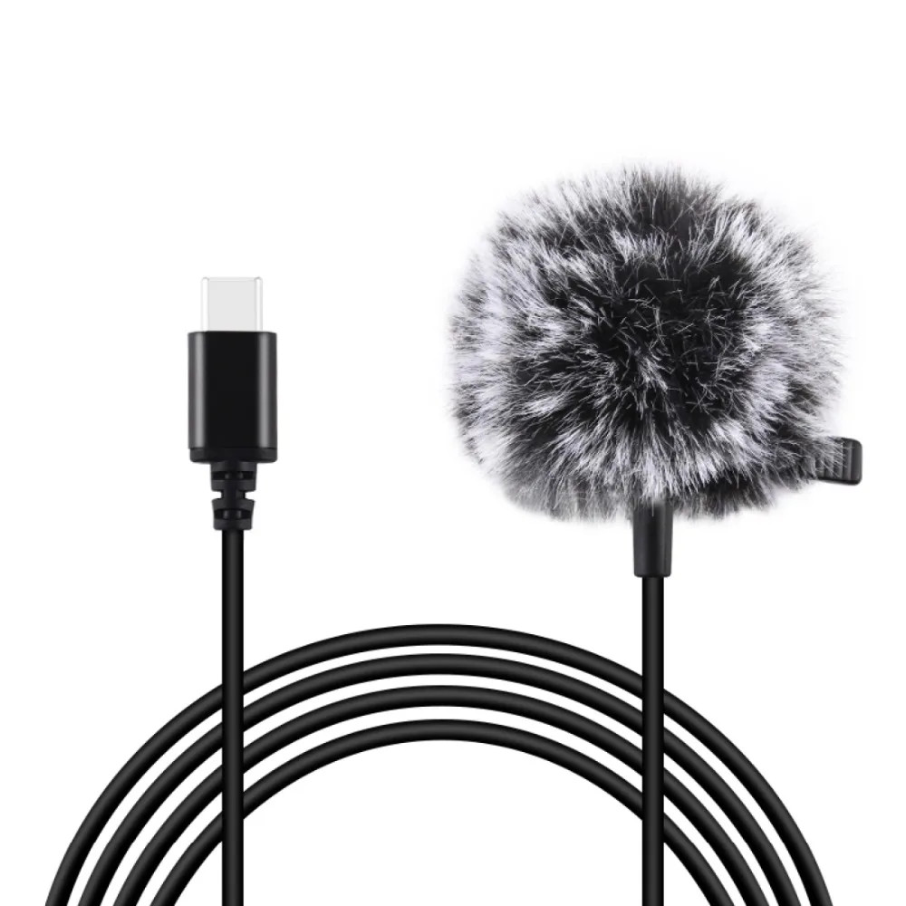 1.5m 3.5mm / Type C Jack Lavalier Wired Condenser Recording Microphone for mobil