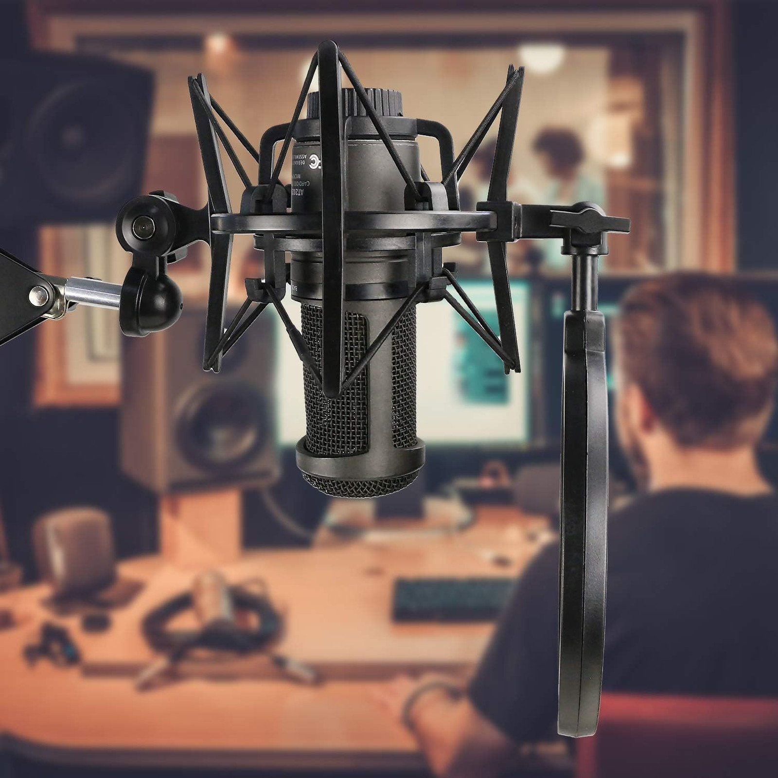 Microphone Shock Mount with Pop Filter for AT2020USB Plus Vibration Noise