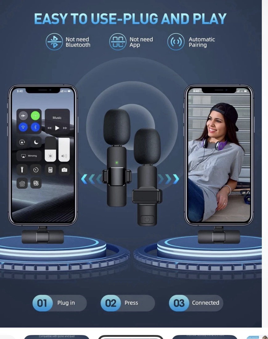 Wireless Lavalier Microphone, Type – C IPhone 15, 16 17, Rechargeable Wireless