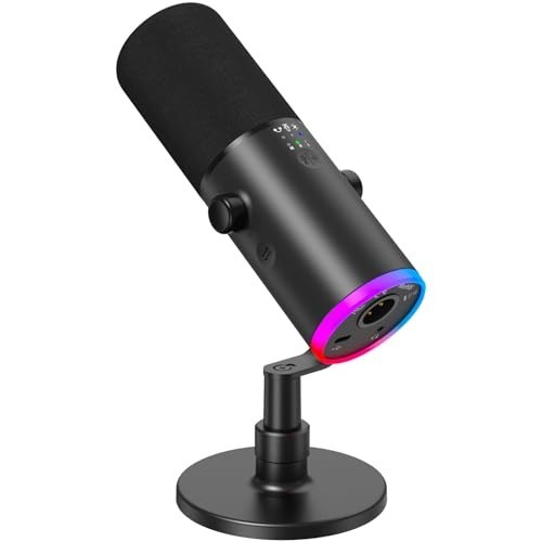 TONOR TC310+ USB Gaming Microphone Boom Arm RGB Mic PC Twitch Streaming Black