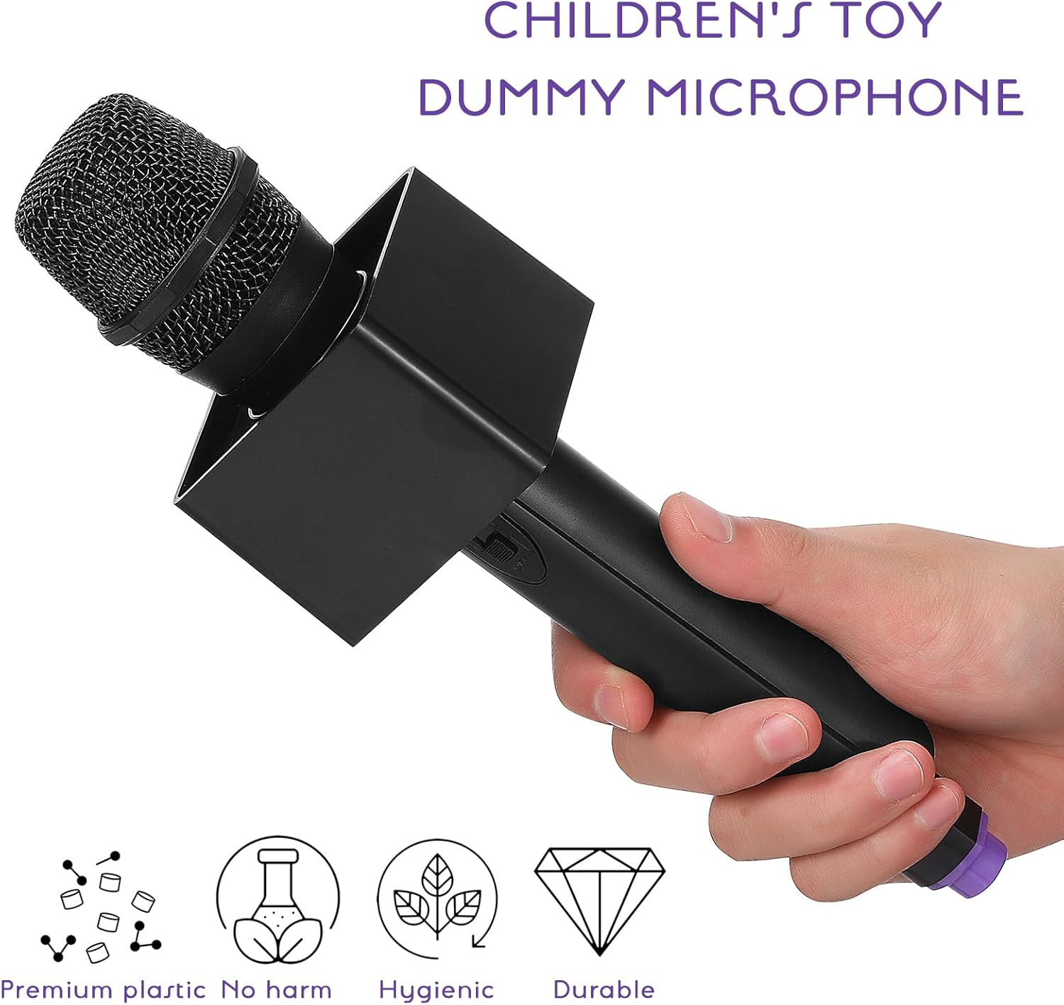 Fake Microphone Props for Kids Plastic Microphone Toy with Flags Square Cube Sta