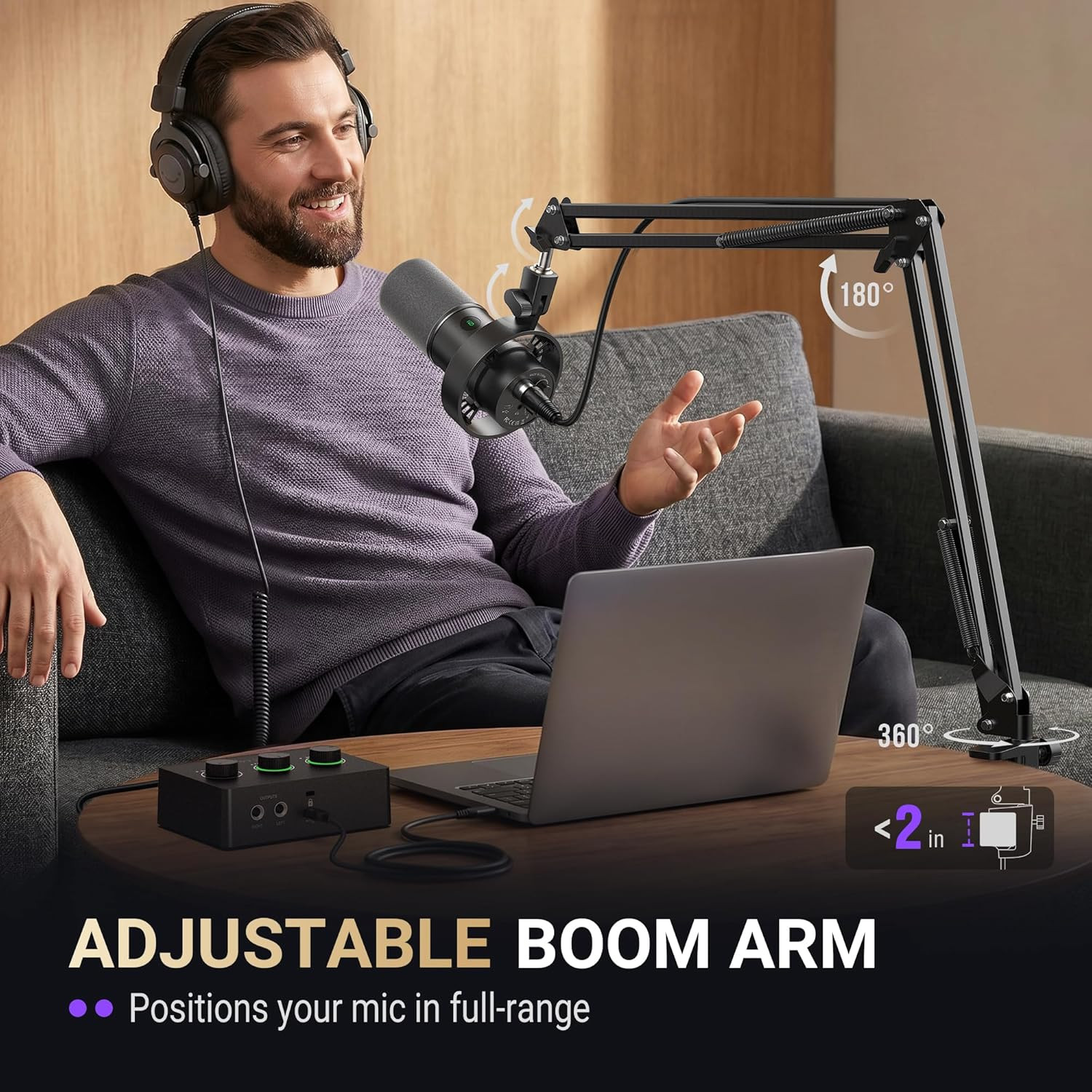 K688 Podcast Microphone Kit, USB/XLR Dynamic Microphone with Boom Arm