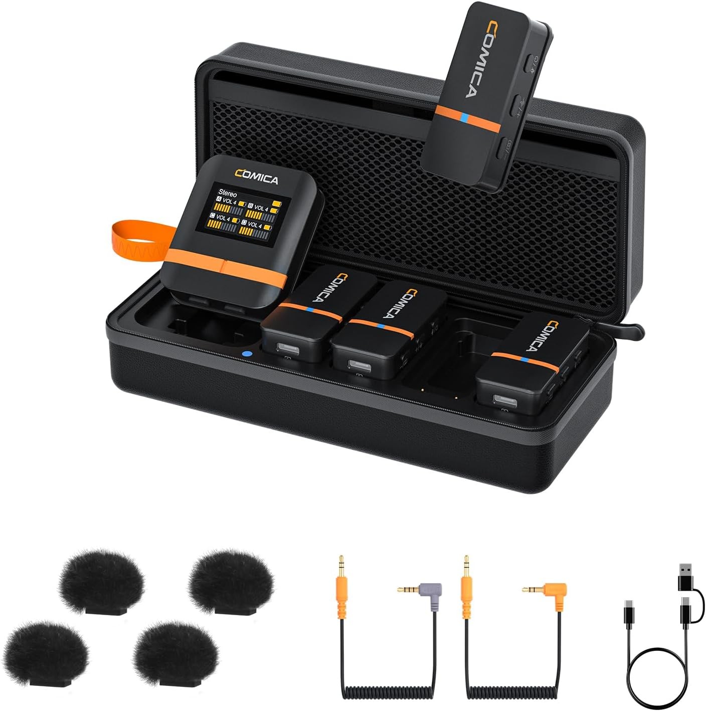 Vimo Q 4 Channels Wireless Lavalier Microphone Camera/Smartphone Noise Reduction