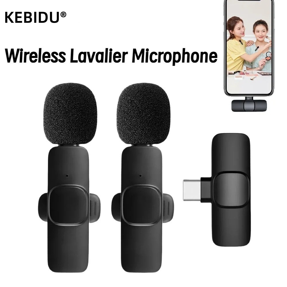 2.4G Dual Wireless Microphone Lapel Lavalier Mic For iPhone Android Phone Video