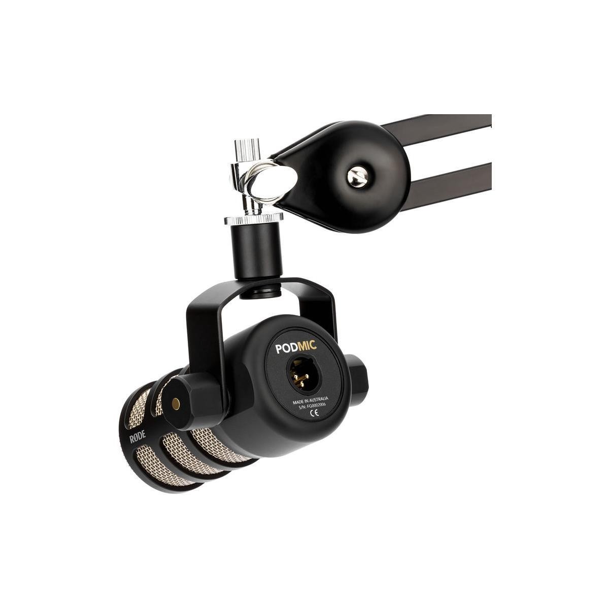 Rode 2x PodMic Dynamic Podcasting Microphone w/Broadcast Arm, Headphones, Cable