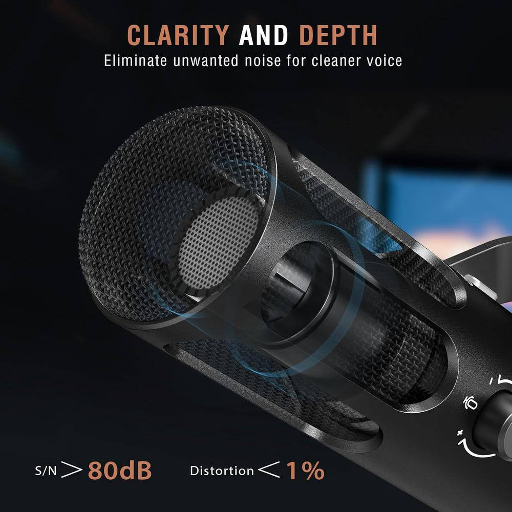 Dynamic Microphone for Podcast Streaming with Mute Button, Headphone Jack and Vo